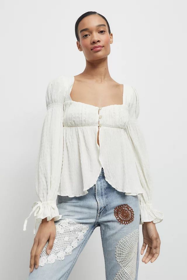UO Allie Tie-Sleeve Blouse | Urban Outfitters (US and RoW)