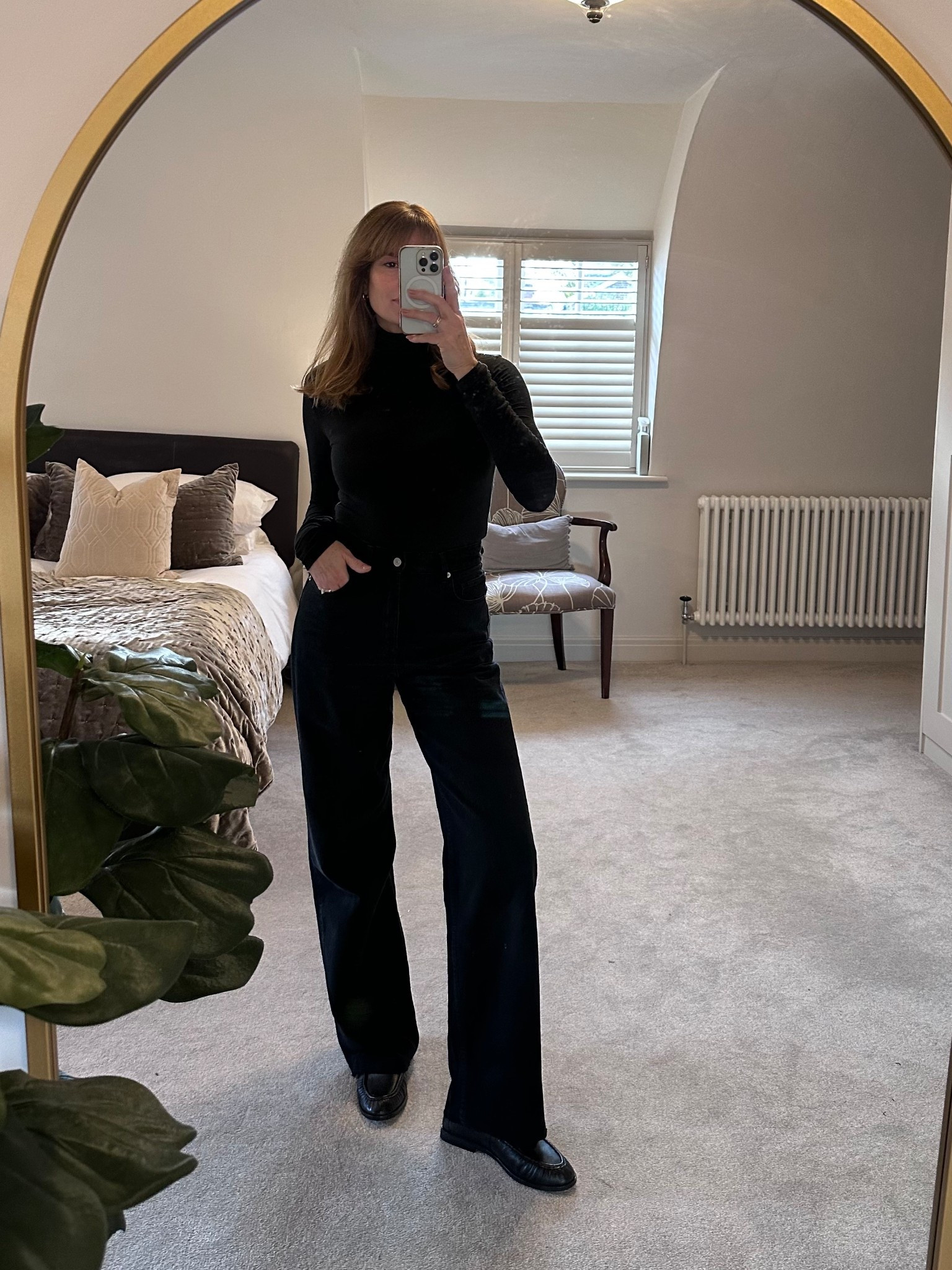 Black Zara jeans size 12UK
Black cashmere blend turtle neck size M
Black leather loafers 

#LTKautumn #LTKuk #LTKstyletip