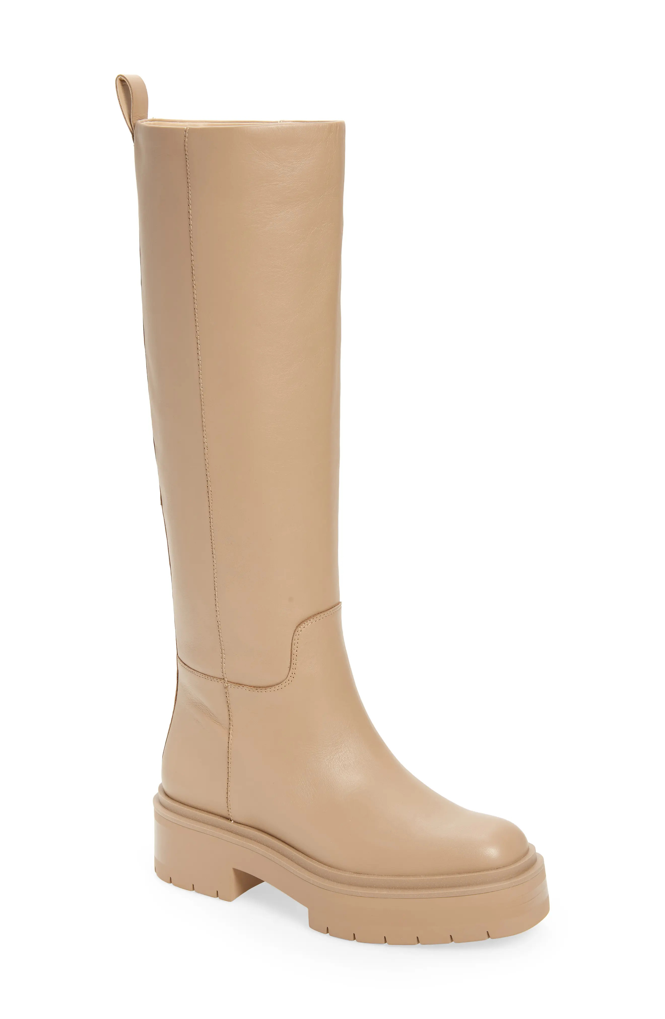 Sam Edelman Larina Waterproof Knee High Platform Boot, Size 7 in Sesame at Nordstrom | Nordstrom