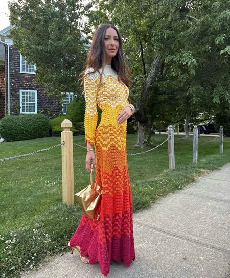 I call this my sunset dress. It's so fitting for the Hamptons. The crochet, the colors. Styled it with all gold accessories✨

#LTKstyletip #LTKFind #LTKSeasonal