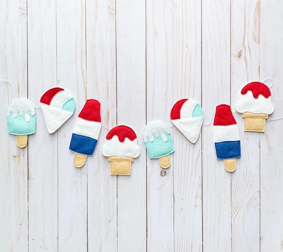 Summer Treat Garland, Summer Garland, Felt Garland, Patriotic Garland, Summer Decor | Etsy (US)