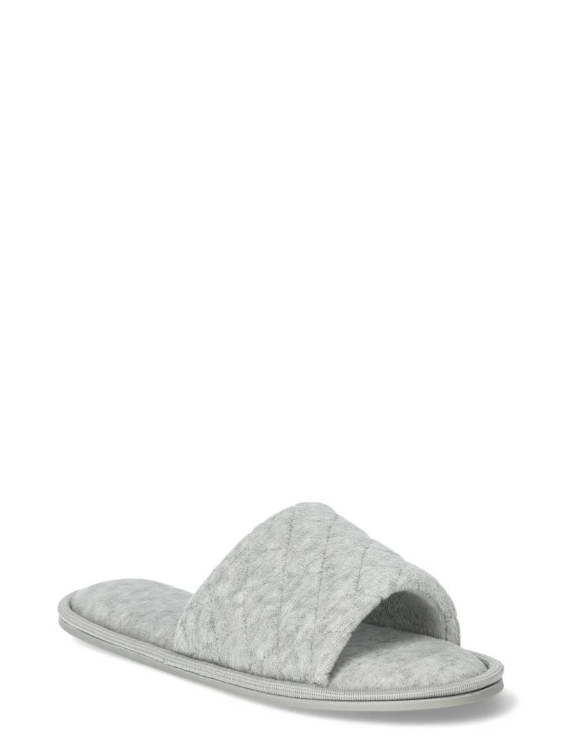 Joyspun Women's Quilted Single Band Slide Slippers, Wide-Width Available | Walmart (US)
