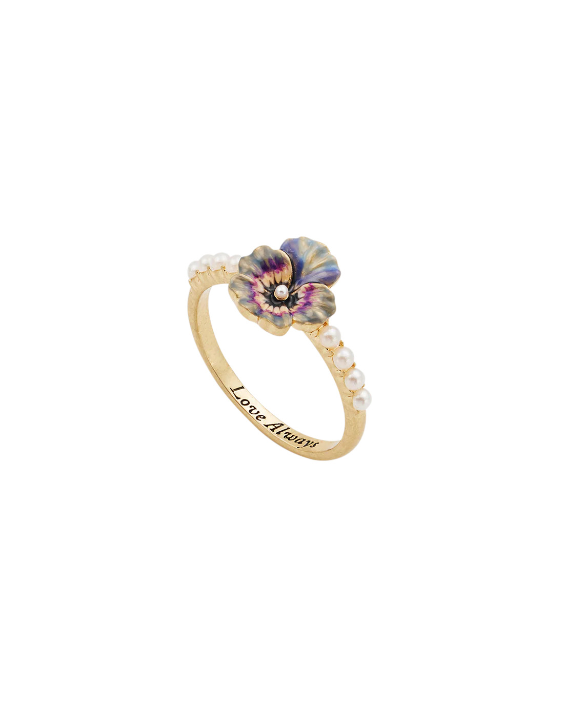 Gold Pansy & Pearl Ring | Fable England