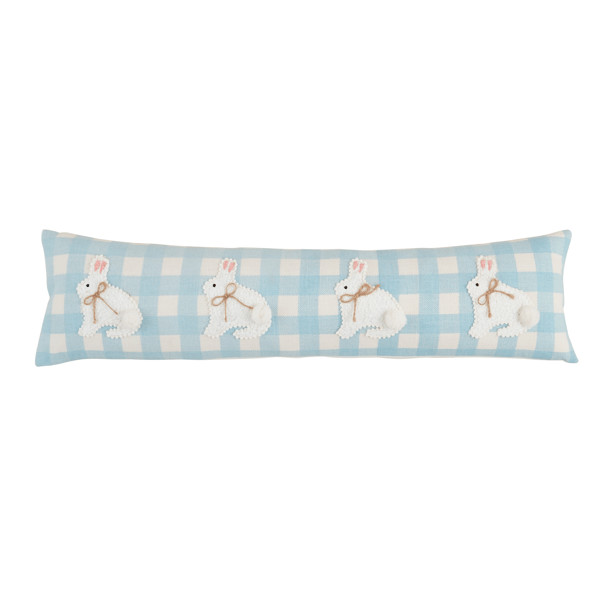 Blue Gingham Bunny Long Pillow | Mud Pie