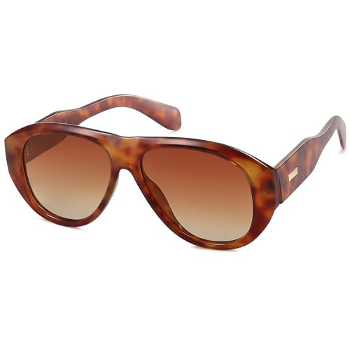 SOJOS Retro Aviator Polarized Sunglasses for Women Men Vintage 70s Style UV Protection Sunnies SJ2328, Brown Tortoise Frame/Brown Grading Lens | Amazon (US)