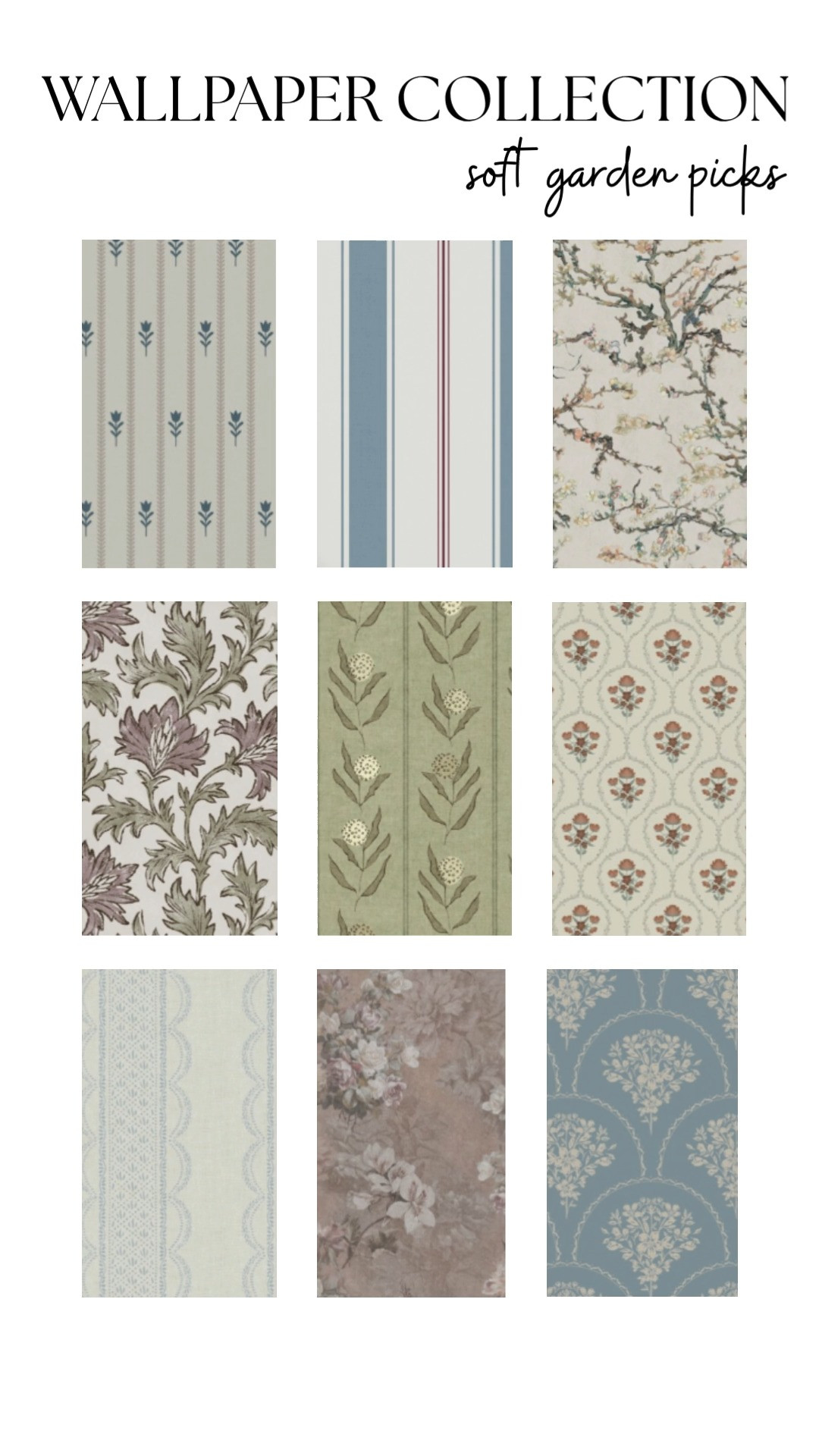 Soft garden wallpaper favorites with muted florals, vintage botanical prints, timeless cottage stripes, warm neutral tones, dusty blues, sage greens, and collected traditional patterns. Loving the mix of romantic cottage wallpaper, heirloom inspired florals, subtle geometric prints, delicate vine motifs, and classic English countryside charm that adds warmth, texture, and personality to a space. These wallpaper finds are perfect for cozy bedrooms, powder bathrooms, cottage kitchens, guest rooms, reading nooks, and collected traditional interiors. Perfect for anyone searching cottage wallpaper ideas, floral wallpaper inspiration, English cottage decor, vintage inspired wallpaper, soft traditional interiors, romantic home decor, botanical wallpaper patterns, cozy collected style, and timeless wallpaper designs. 

 #LTKHome
