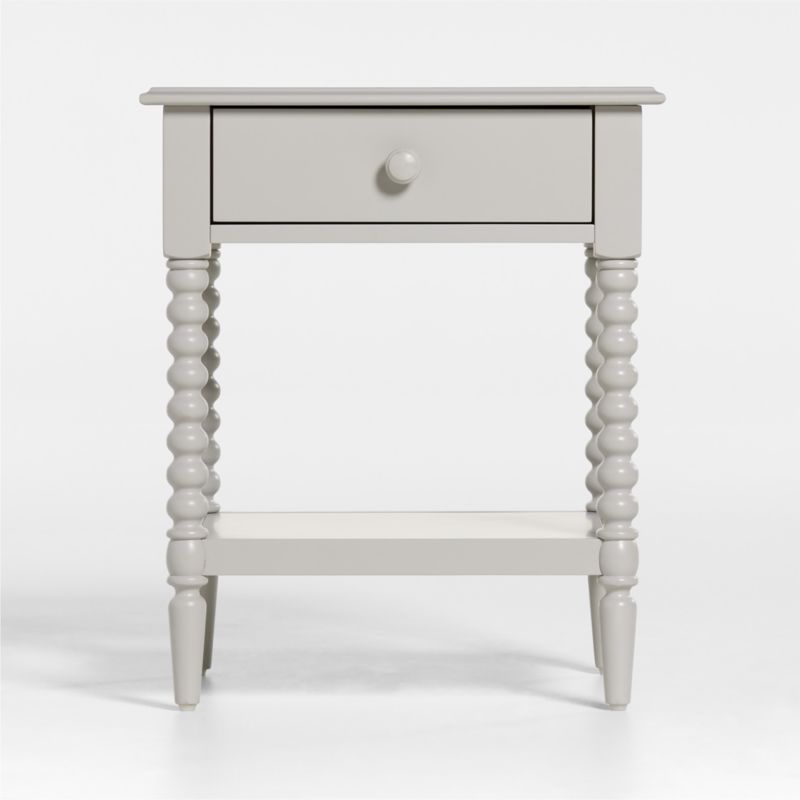 Jenny Lind Grey Wood Spindle Kids Nightstand with Drawer + Reviews | Crate & Kids | Crate & Barrel
