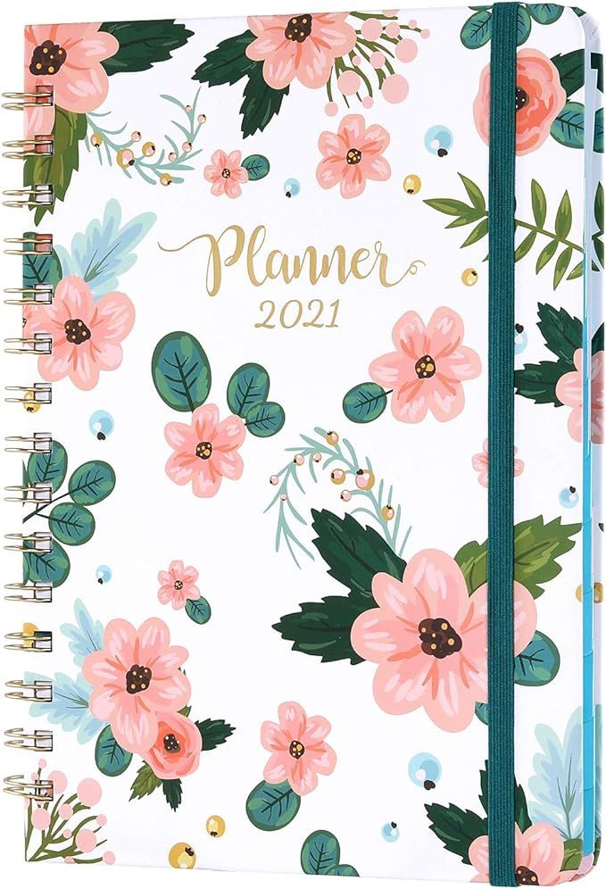 Planner 2021- Monthly Weekly Planner 2021 with Tabs, 6.4"x 8.5", Jan 2021 - Dec 2021, Flexible Ha... | Amazon (US)