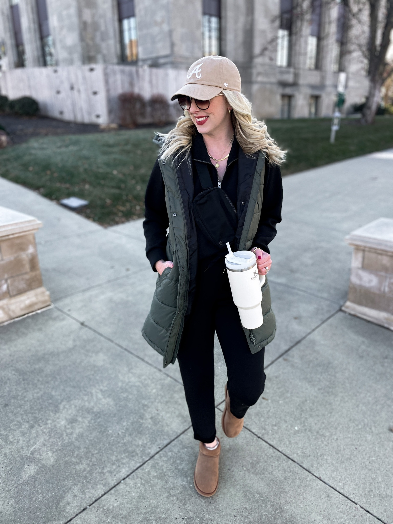 Spanx AirEssentials lounge set, puffer vest, quilted vest, spanx, Walmart fashion, Ugg booties, Ugg ultra mini, Stanley cup, Lululemon everywhere belt bag, baseball hat, quay sunglasses, Kendra Scott, trendy outfit 

#LTKunder100 #LTKSeasonal #LTKstyletip