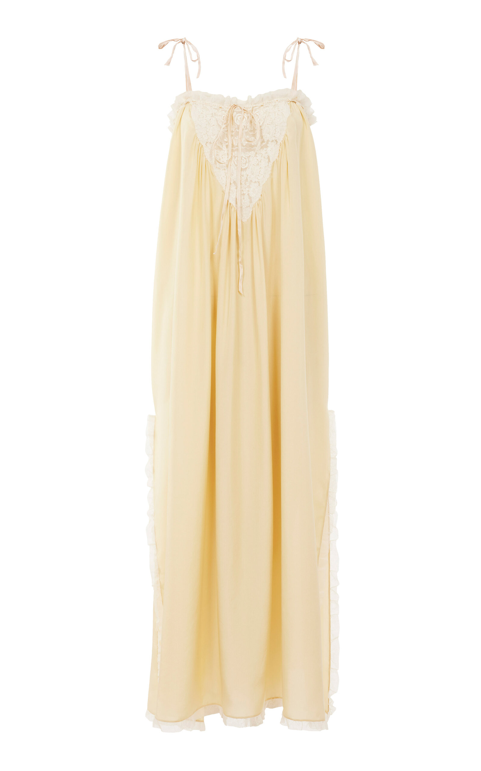 Lace-Trimmed Silk Habotai Maxi Dress | Moda Operandi (Global)