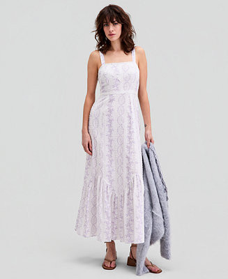 Women's Printed Eyelet Cotton Maxi Dress, Macy's Exclusive | Macy's