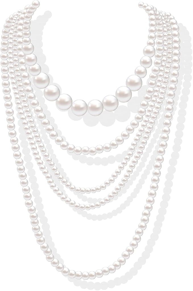 Pearl Choker Necklace for Women Layered Pearl Heart Choker Necklace Multilayer Cream White Faux P... | Amazon (CA)