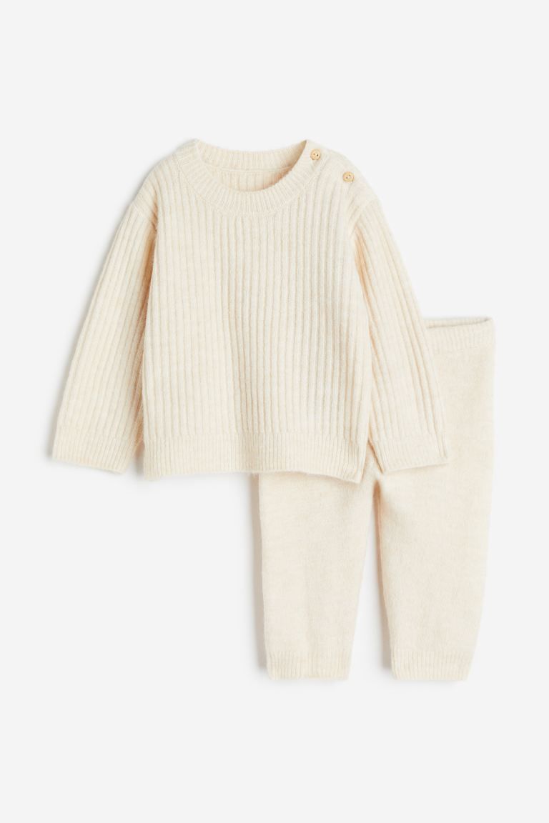 2-piece knitted set - Light beige - Kids | H&M GB | H&M (UK, MY, IN, SG, PH, TW, HK)