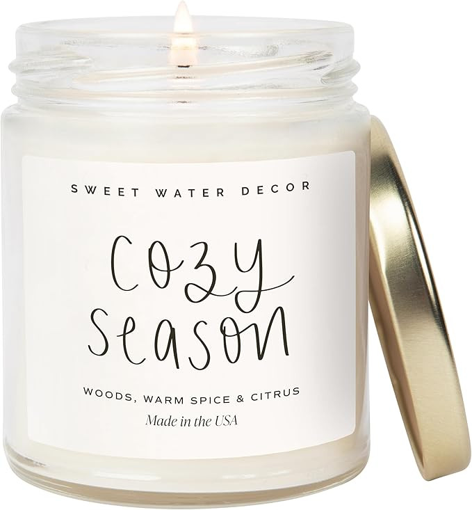 Sweet Water Decor Cozy Season Candle - Woods, Warm Spice, and Citrus Autumn Scented Soy Candles f... | Amazon (US)