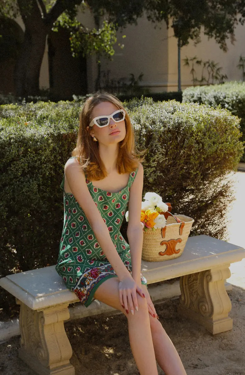 WAYF Eden Print Sleeveless Linen Blend Minidress | Nordstrom | Nordstrom