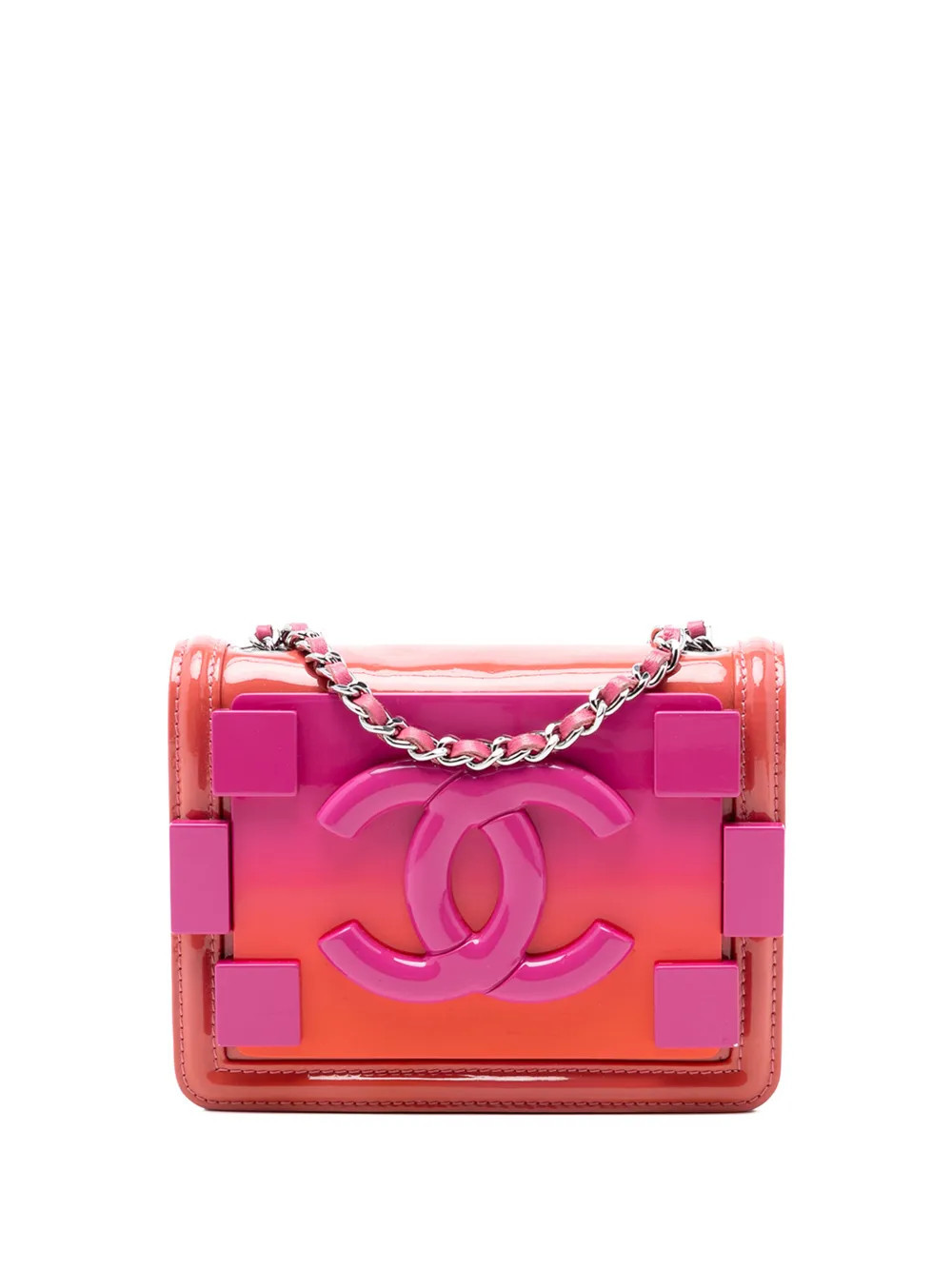 CHANEL Pre-Owned 2014 Mini Ombre Acrylic and Patent Boy Brick Flap crossbody bag - Pink | Farfetch Global