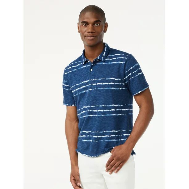 Free Assembly Men's Tie Dye Slub Polo Shirt with Short Sleeves - Walmart.com | Walmart (US)