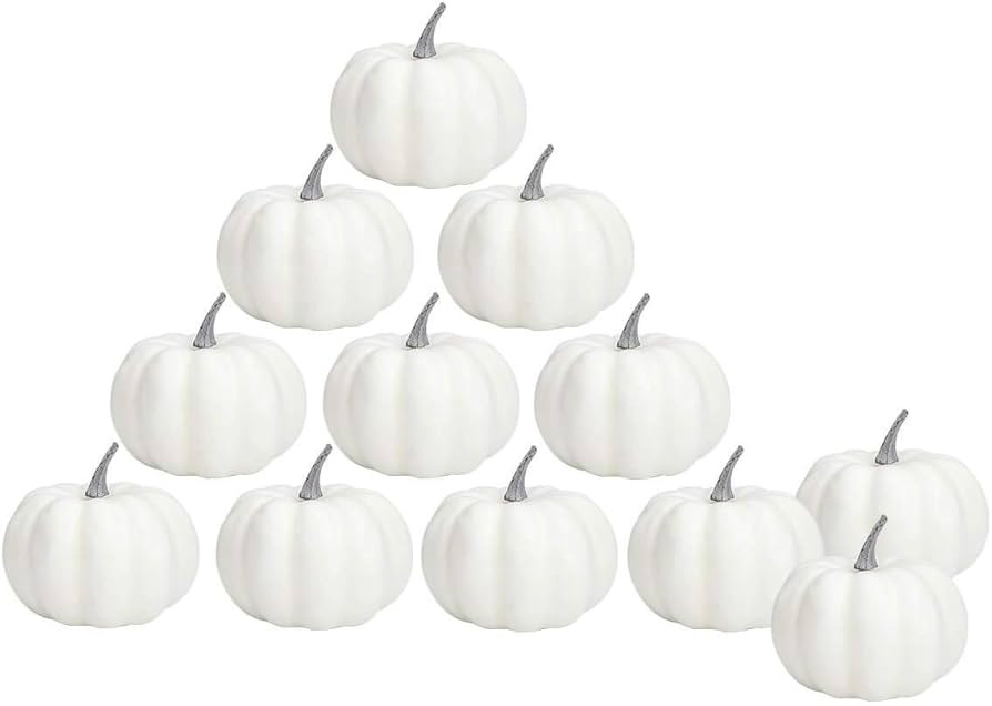 vensovo 3 Inch Small White Pumpkins for Decorating - 12PCS Mini White Foam Decorative Pumpkins fo... | Amazon (US)