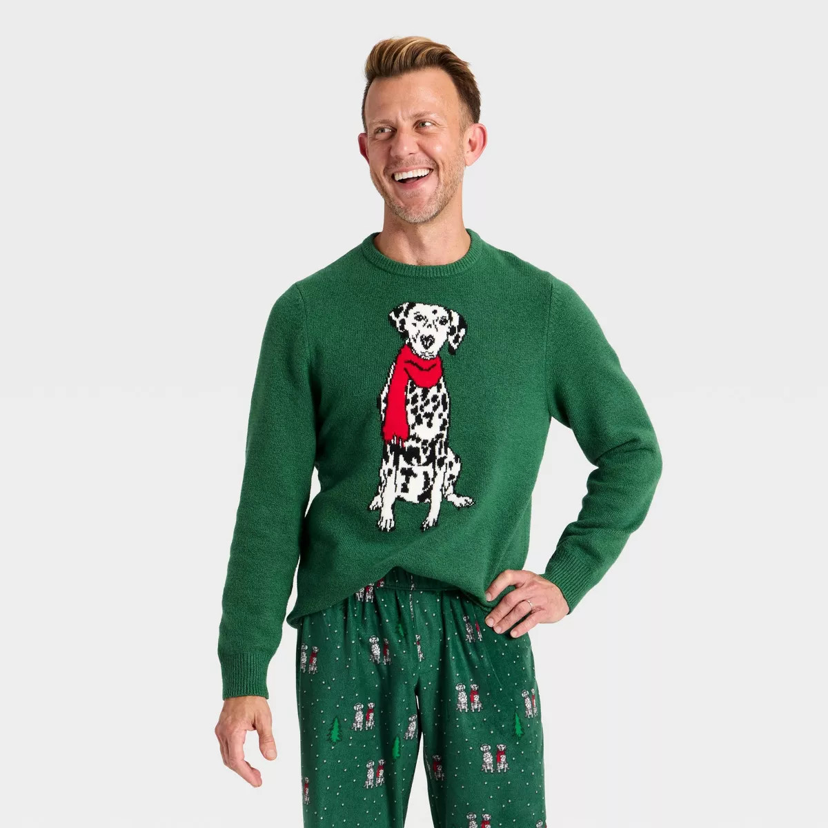 Men's Dalmatian Holiday Matching Family Sweater - Wondershop™ Green S | Target