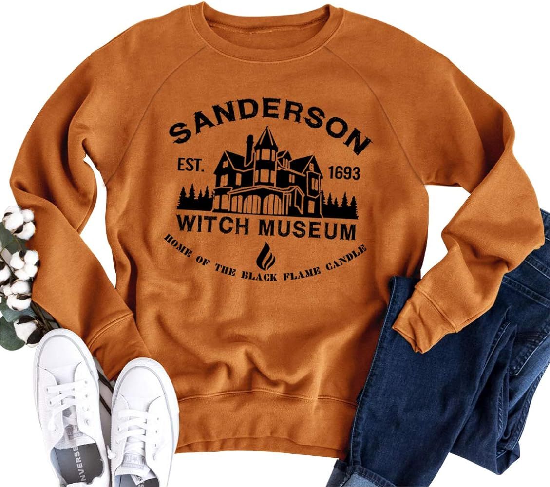 Halloween Sweatshirt For Women Sanderson Witch Museum Graphics Sweatshirt Hocus Pocus Sanderson S... | Amazon (US)