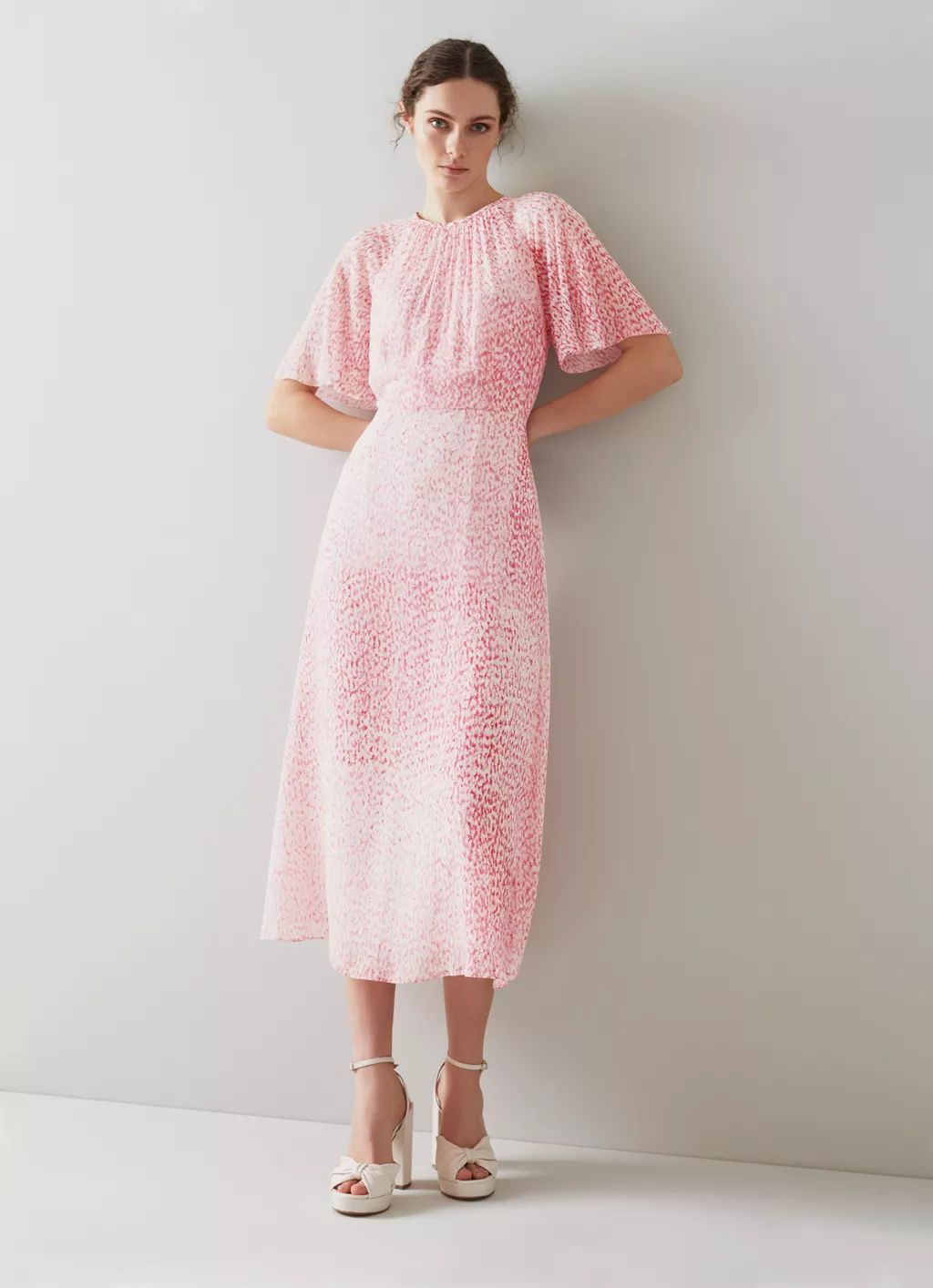 Elowen Pink Animal Print Midi Dress | Clothing | L.K.Bennett | L.K. Bennett (UK)