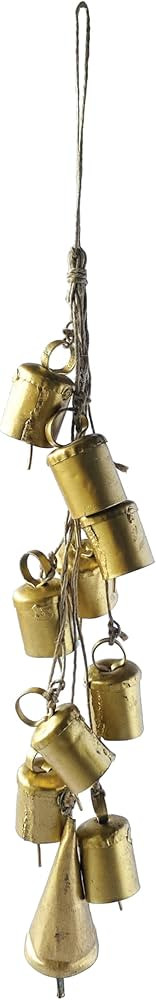 Creative Co-Op 13" H Handmade Hanging Metal Bells on Jute Rope, Gold Finish | Amazon (US)