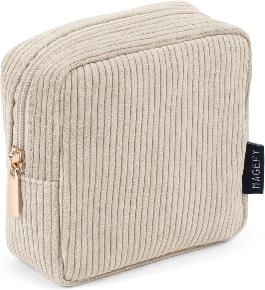 MAGEFY Small Makeup Bag for Purse Mini Cosmetics Bag Corduroy Cute Cosmetic Pouch for Women with ... | Amazon (US)