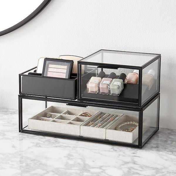 Marie Kondo Medium Serenity Countertop Glass Drawer Ink Black | The Container Store