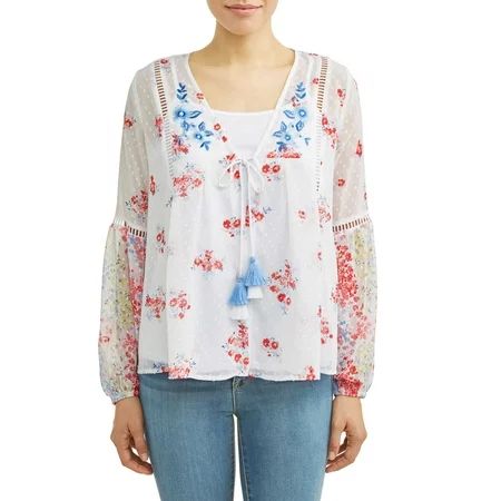 Women's Woven Blouse Jacket with Cami | Walmart (US)