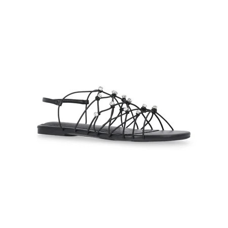 No Boundaries Caged Flat Sandals, Women's | Walmart (US)