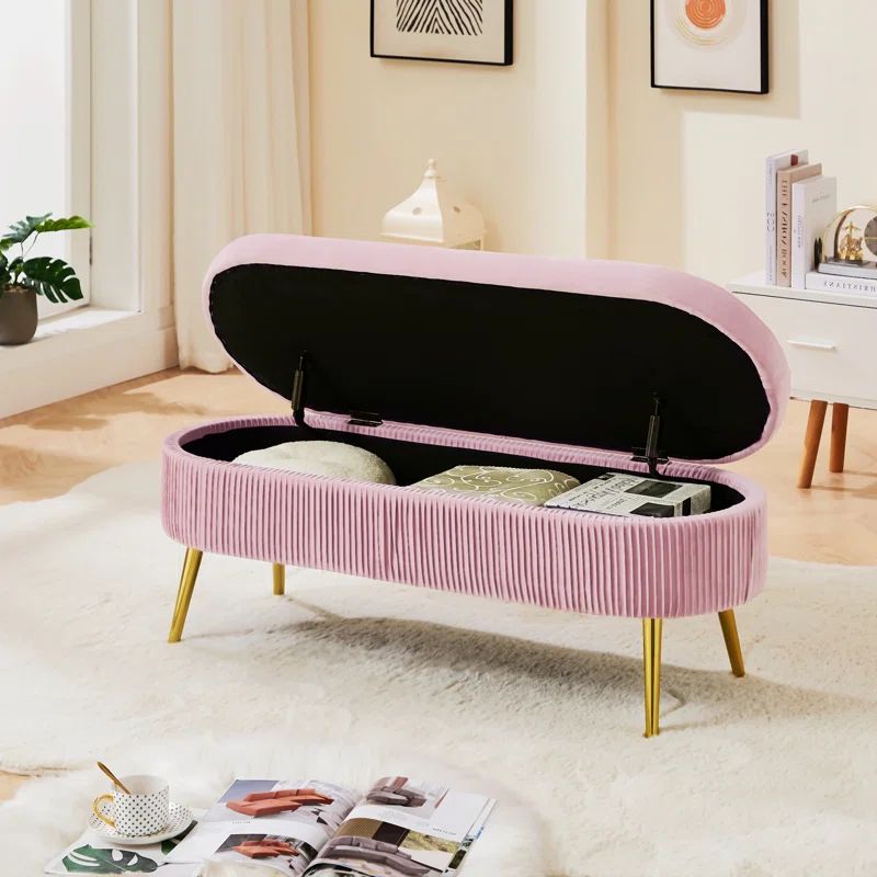 Nikylah Velvet Upholstered Storage Bench | Wayfair North America