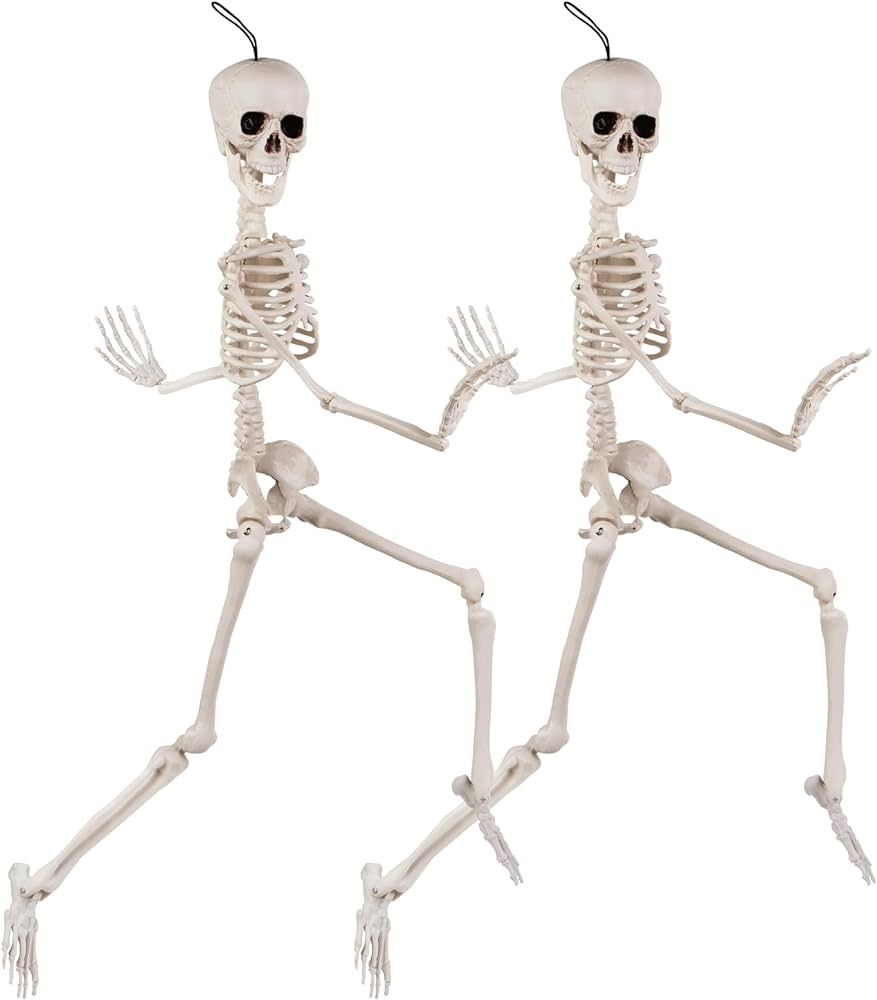 Oceanite 2-Pack 36-Inch Skeleton Halloween Decoration, 3ft Posable Halloween Skeleton Decor with ... | Amazon (US)