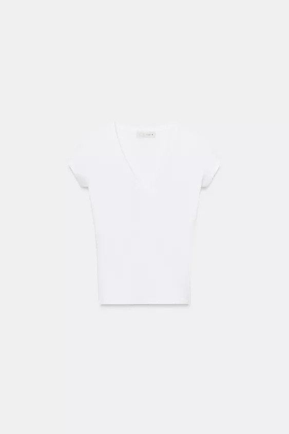 V NECK WHITE T SHIRT | Zara UK