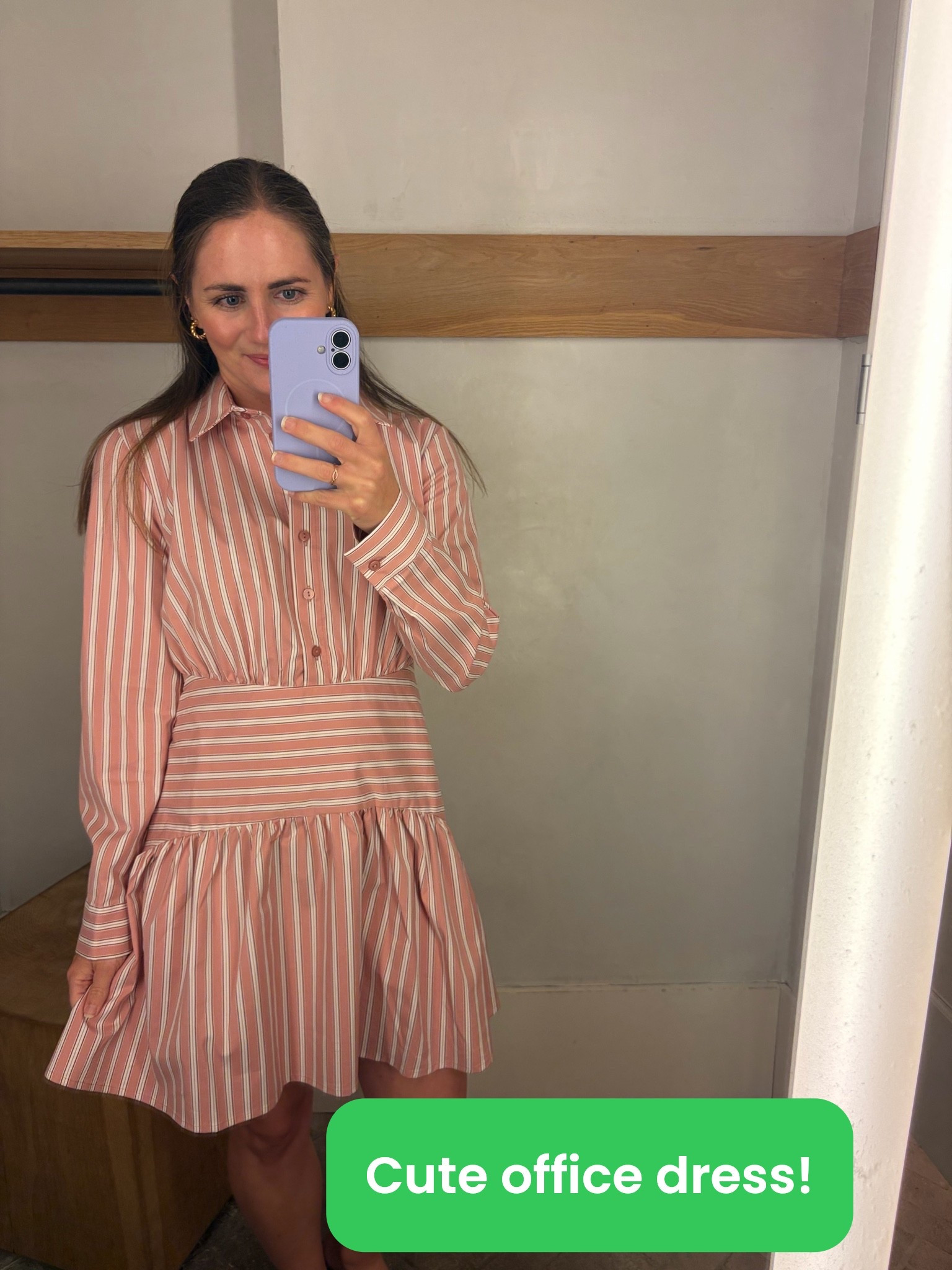 This dress stopped me in my tracks when I saw it in store. How cute for office style?! So comfy and put together for a cute work day outfit. Wearing my true size. This striped shirt dress is currently on sale and comes in two other colors. 

business casual workwear

#LTKdayinmylife #LTKWorkwear #LTKSaleAlert