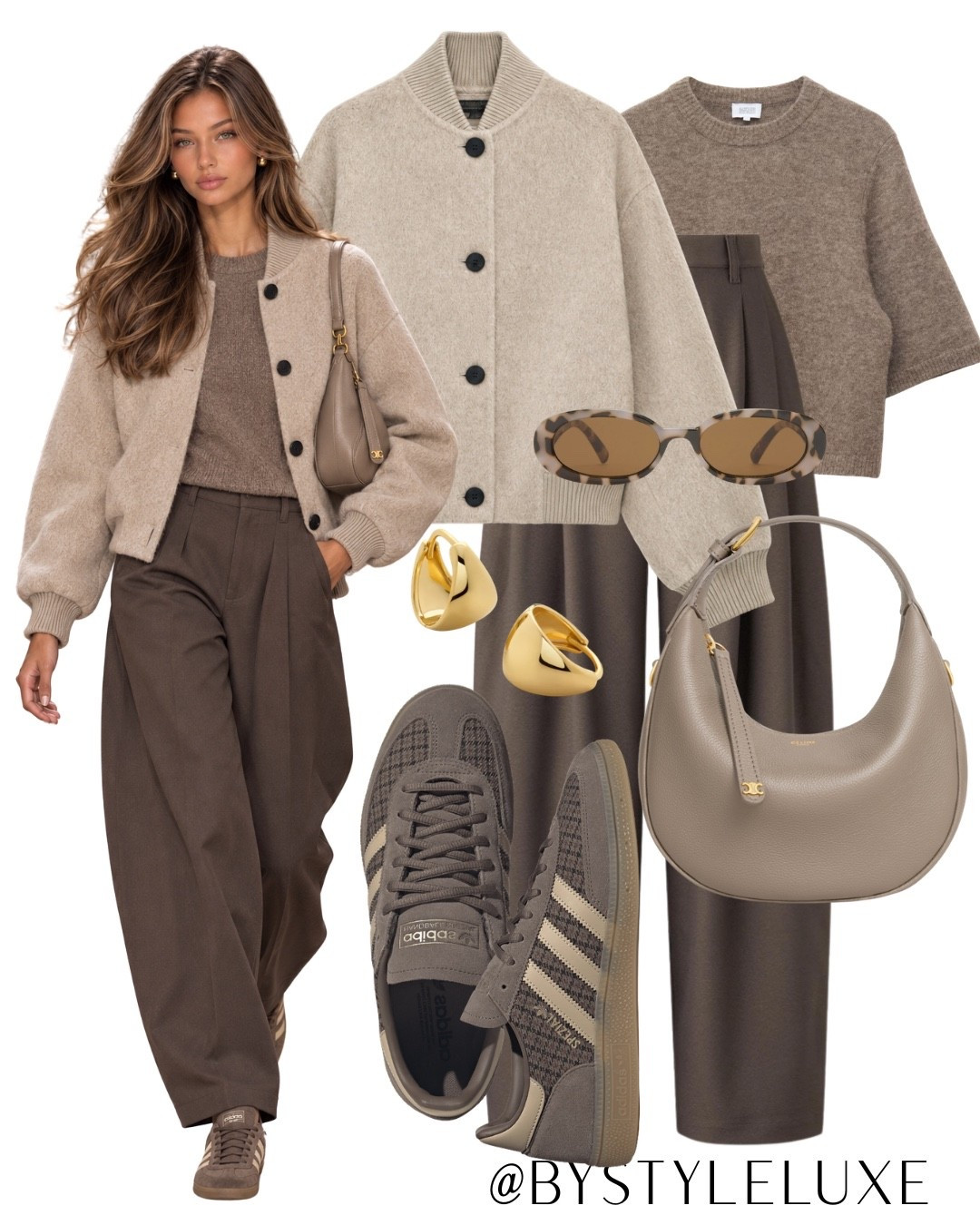 AUTUMN LOOKS - Tonal brown and taupe look with these gorg @UNIQLO brown barrel trousers for everyday 

#trainers #jacket #autumnoutfit

#LTKeurope #LTKautumn #LTKshoes