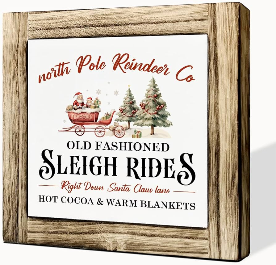 Christmas Wood Decor, Farmhouse Christmas Sign, Rustic Wooden Plaques Sign, Christmas Desk Sign, ... | Amazon (US)