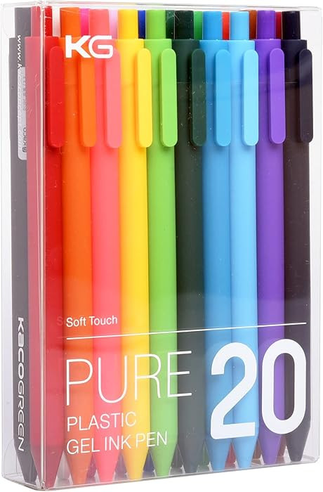 Kaco PURE Colored Gel Pens 0.5mm 20 Pieces Set Colorful Multi-color Ink Fine Point Comfort Grip Q... | Amazon (US)