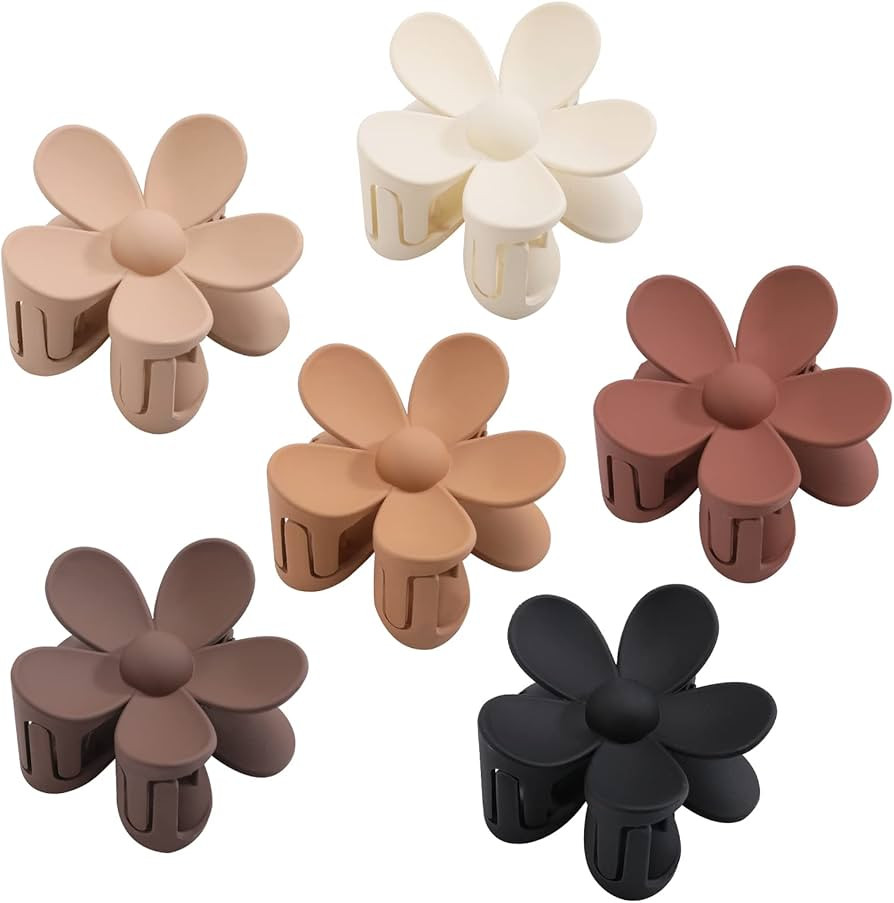 6PCS Flower Hair Clips, Matte Claw Clips for Women, Flower Clips for Thick Thin Hair, Large Daisy... | Amazon (US)