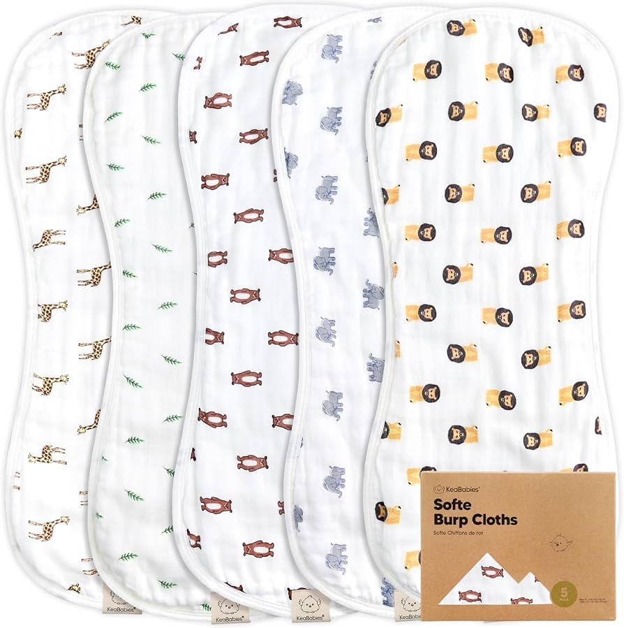5-Pack Muslin Burp Cloths for Baby Boys and Girls - Super Absorbent Baby Burp Cloth, Viscose Deri... | Amazon (US)