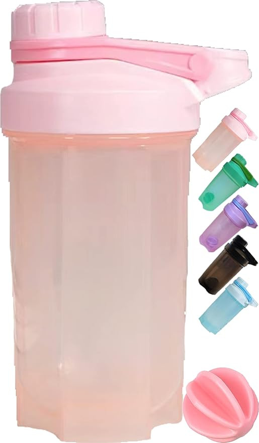 A Stylish Light Pink Shaker Bottle BPA Free,Made of PP5,16Oz/500ml w. Measurement Marks & Non-Met... | Amazon (US)