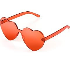 Maxdot Heart Shape Sunglasses Rimless Transparent Heart Glasses Colorful Party Favors | Amazon (US)