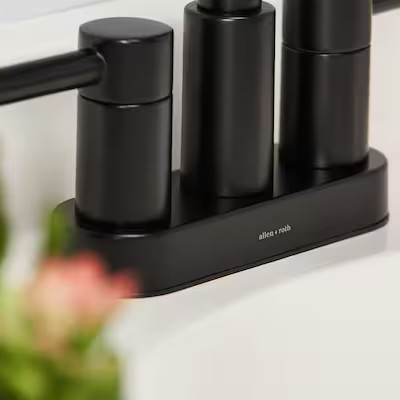 allen + roth Harlow Matte Black 4-in centerset 2-Handle WaterSense Bathroom Sink Faucet with Drai... | Lowe's