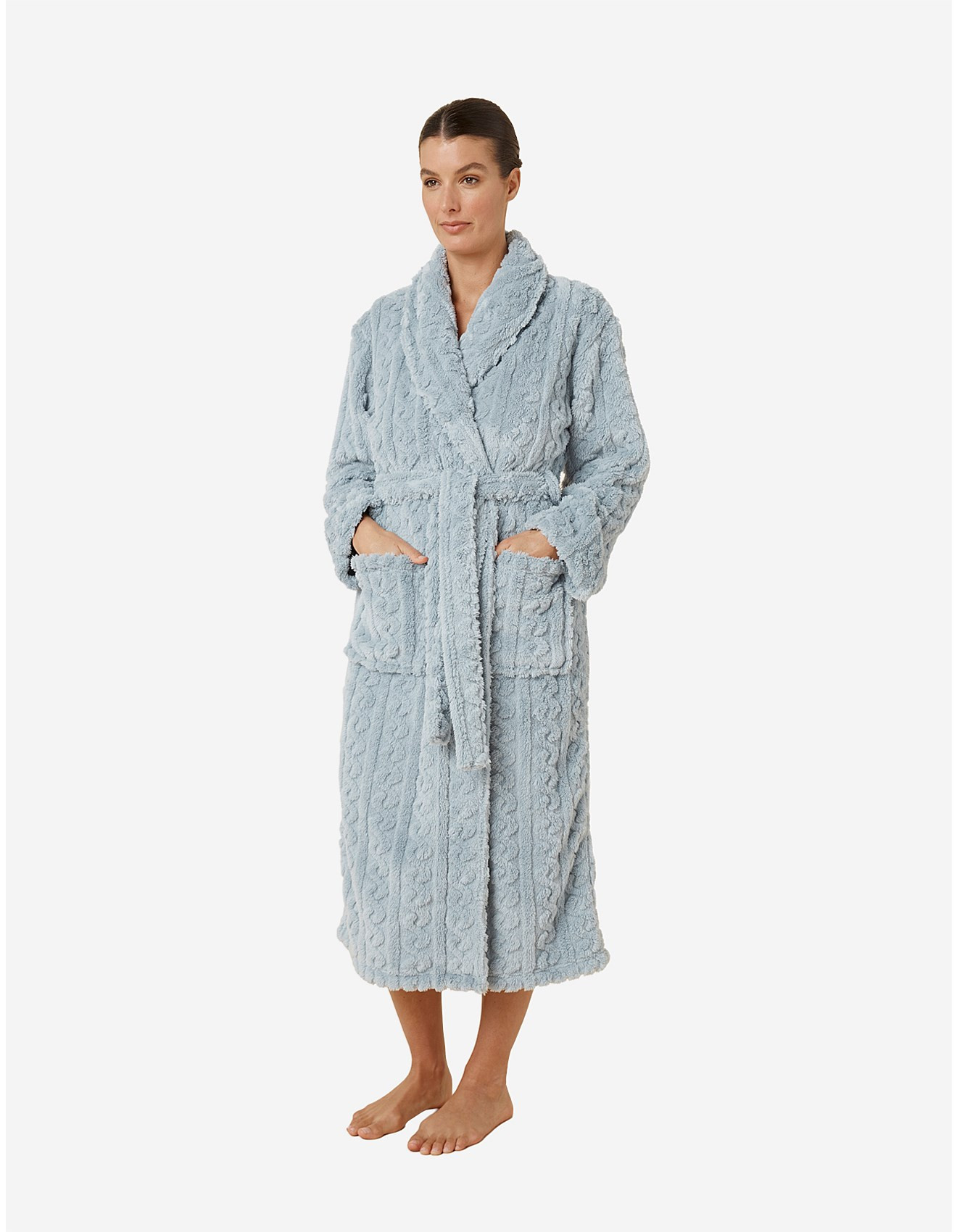 GABRIELLA PLUSH CABLE KNIT LONG ROBE | David Jones (Australia & New Zealand)