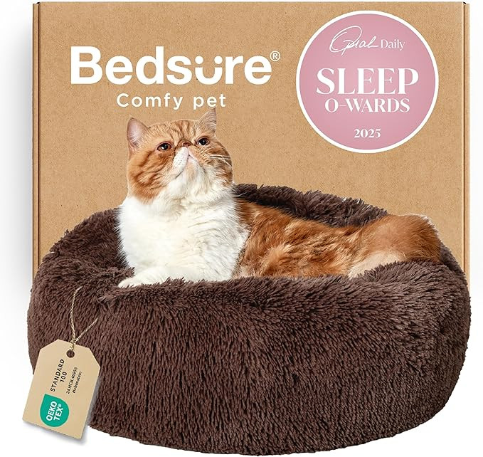 Bedsure Calming Cat Beds for Indoor Cats - Small Cat Bed Washable 20 inches, Anti-Slip Round Fluf... | Amazon (US)