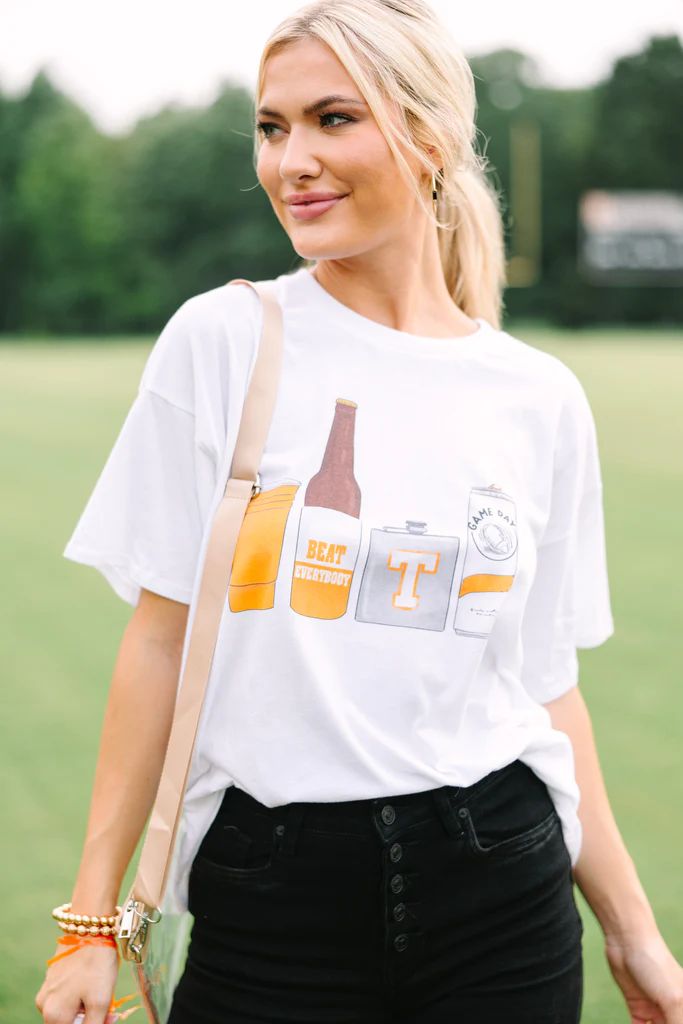 Drink Local Orange And White Gameday Graphic Tee | The Mint Julep Boutique