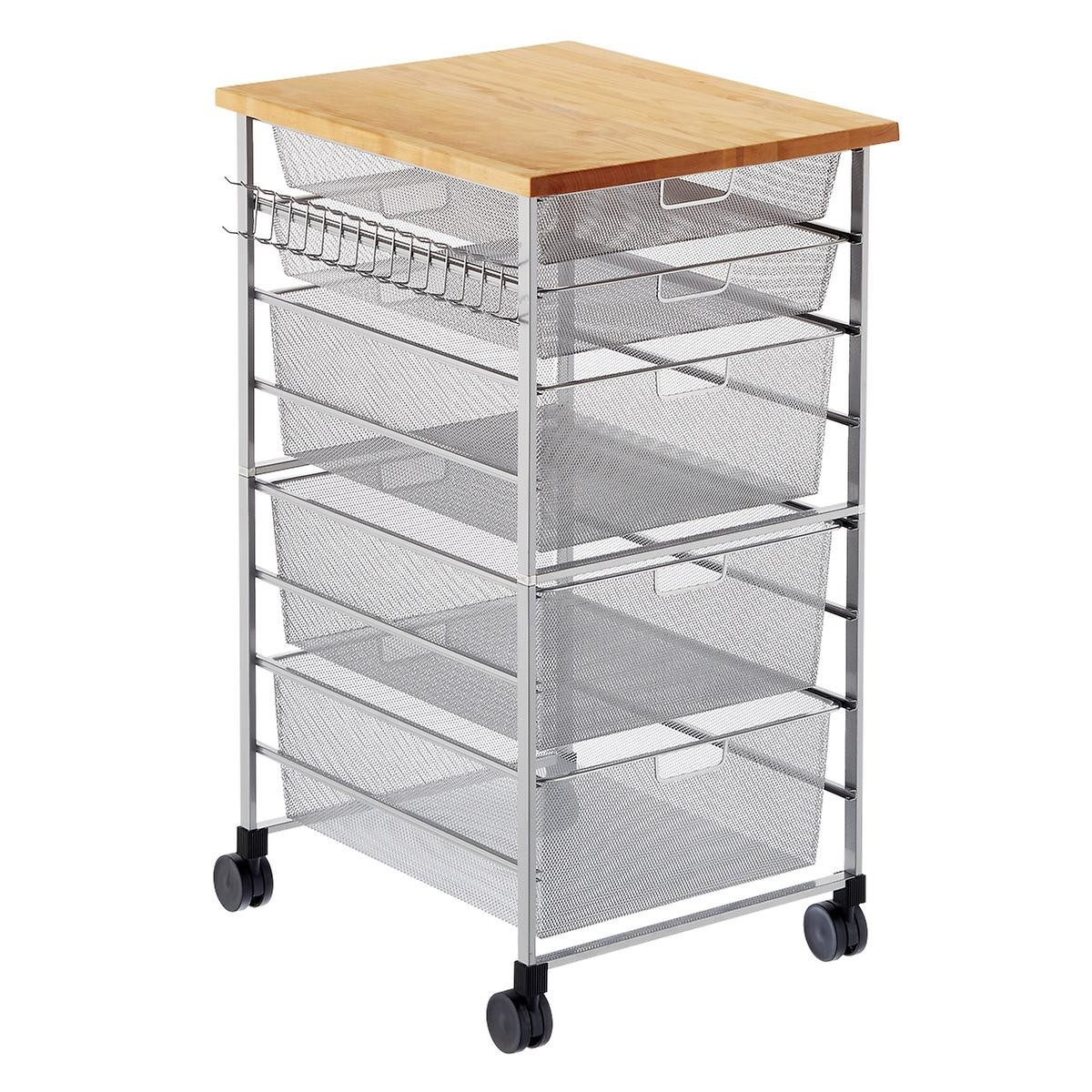 Elfa Platinum Mesh Kitchen Cart | The Container Store