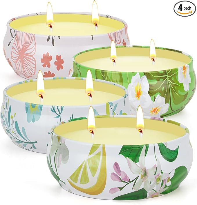 Citronella Candles Outdoor, 4 Pack Soy Wax Lemongrass Candles, Decorative Jar Scented Candle for ... | Amazon (US)