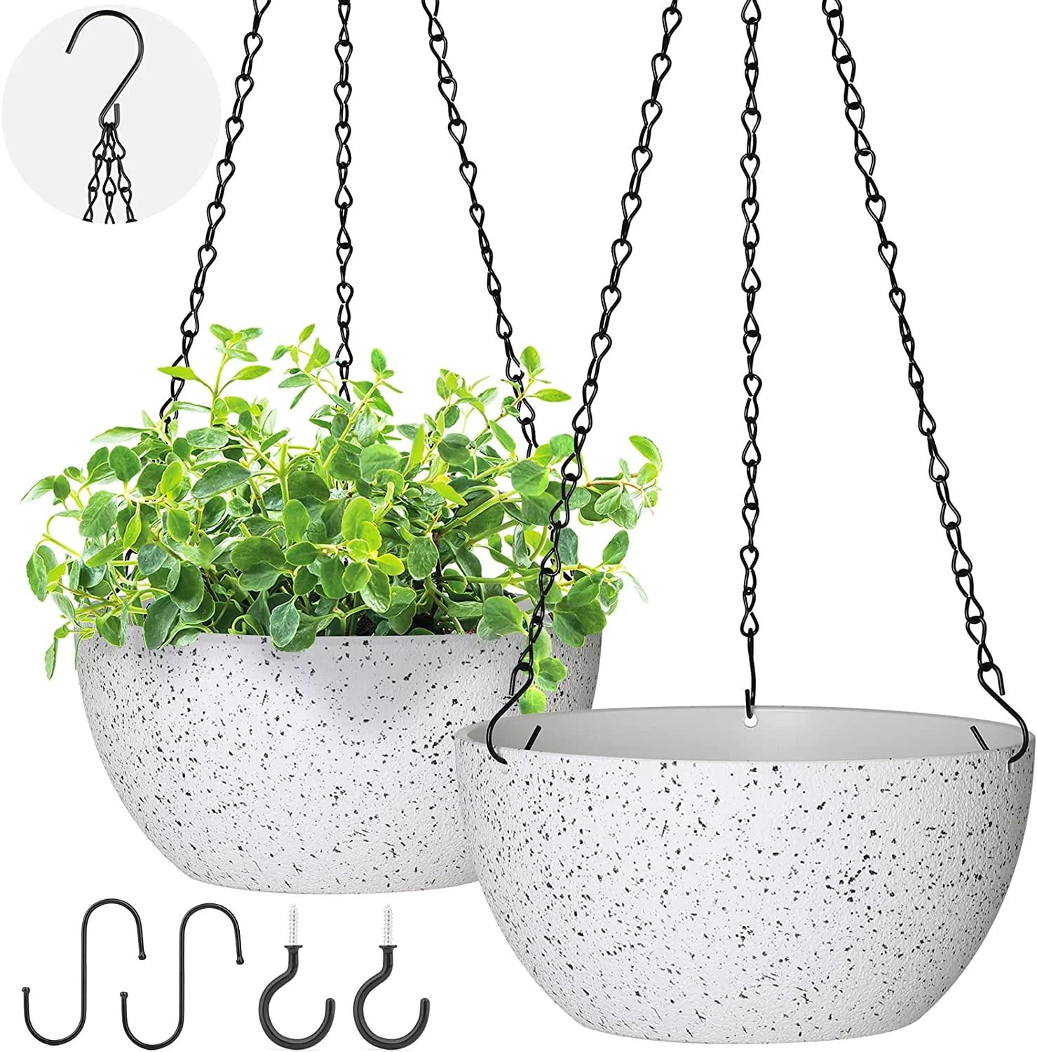 2 Pack Hanging Planter Pots for Plants Outdoor Indoor, 9 inch Hanging Plant Pot Plastic Flower Po... | Walmart (US)