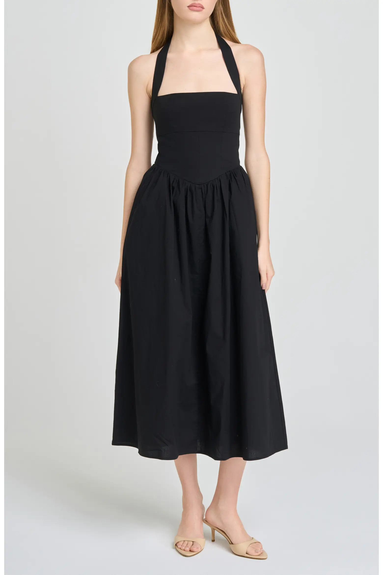 Camellia Halter Neck Stretch Cotton Midi Dress (Women) | Nordstrom | Nordstrom