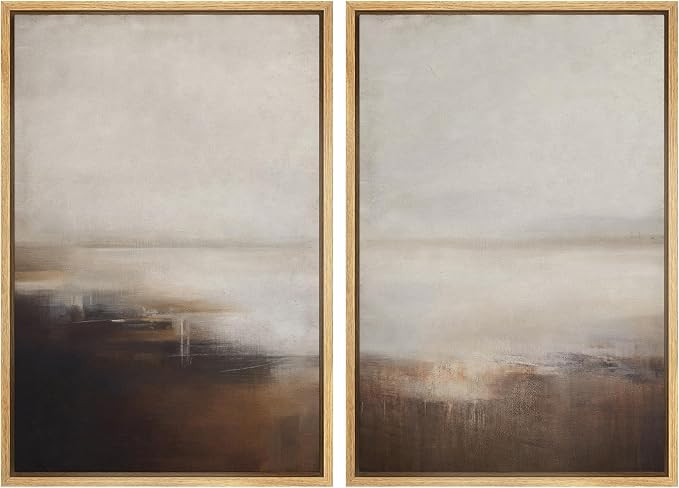 SIGNWIN Framed Canvas Print Wall Art Neutral Landscape Subtle Brown and Gray Tones Illustrations ... | Amazon (US)